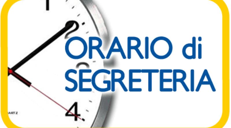 ORARIO ESTIVO RICEVIMENTO  UFFICI DI SEGRETERIA